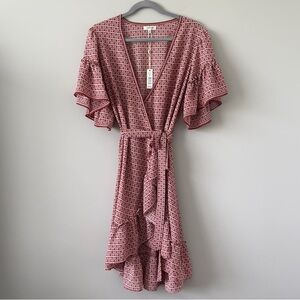 Max Studio Red Patterned Midi Dress